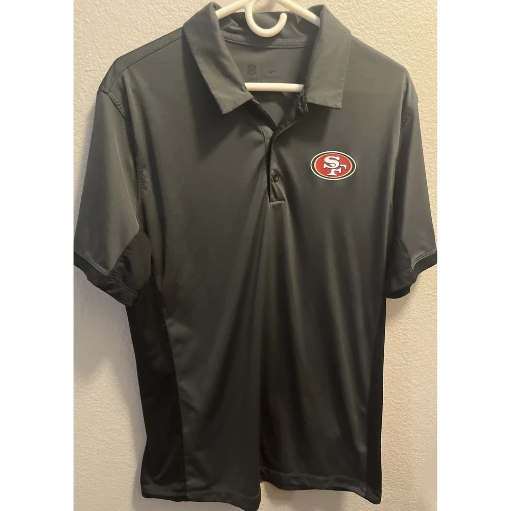 Nike Shirt‎ Men's Large Gray San Francisco 49ers Dri Fit Performance Polo Logo